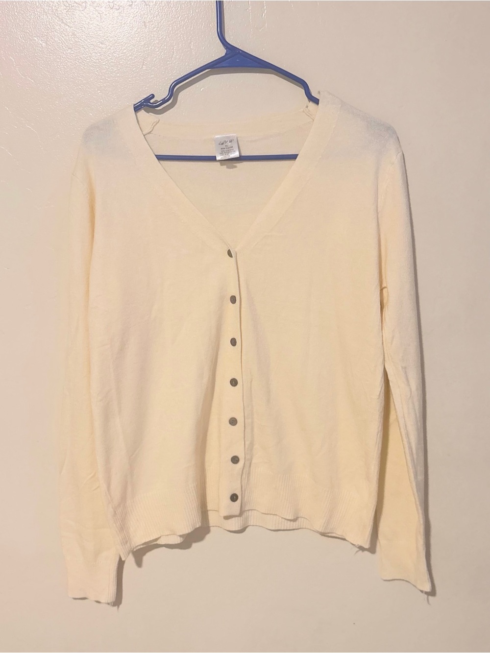 Classic Cream V-Neck Button-Front Cardigan